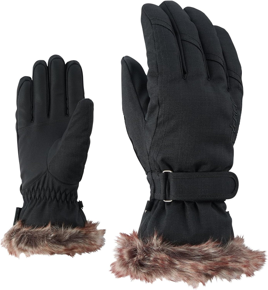 Ziener Damen Ski-Handschuhe / Wintersport, Warm, Atmungsaktiv Kim, 801117 7.5 black-stru, 7.5 black-
