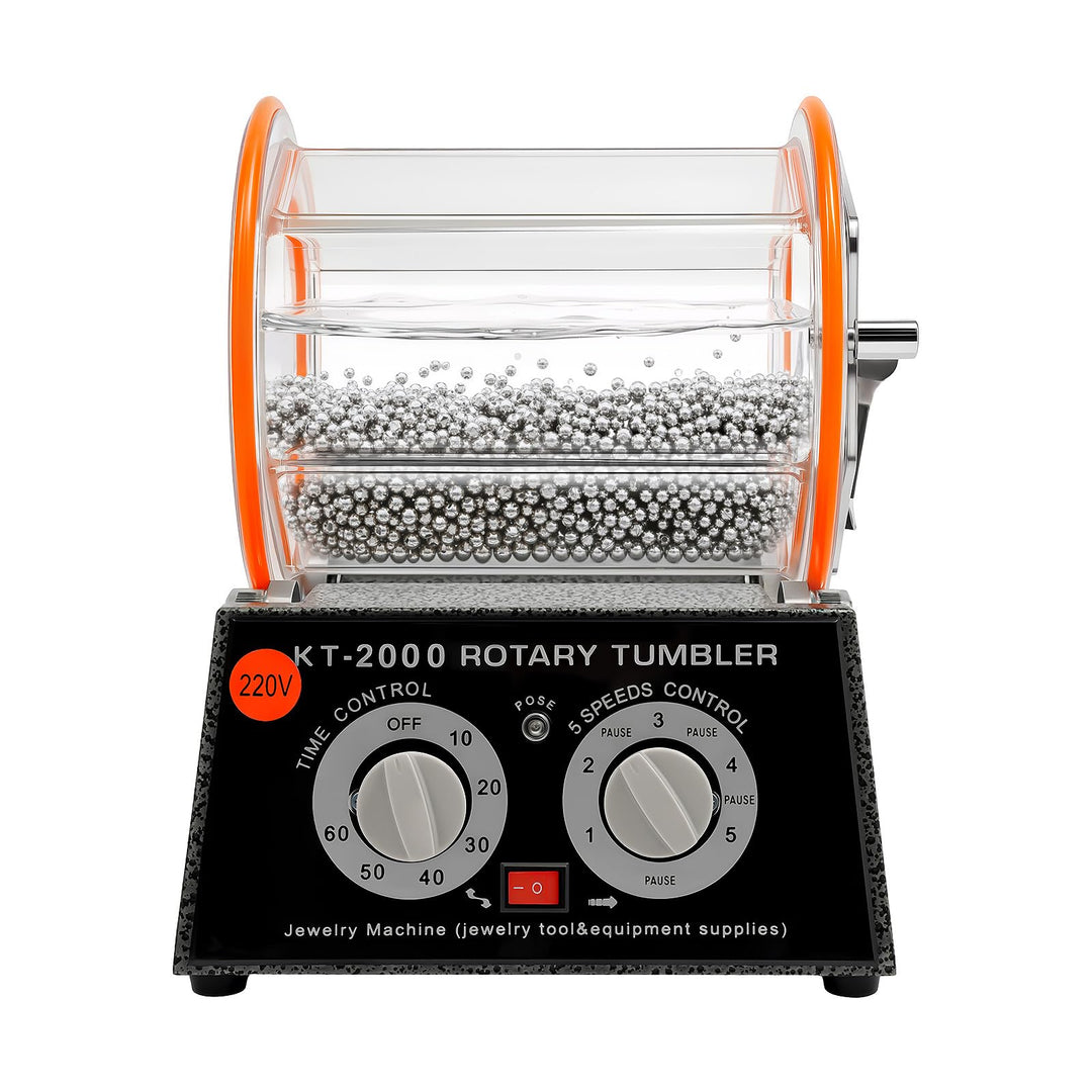 60W/150W Poliermaschine Set Poliertrommel mit Timer &amp; Polierperlen, 220V 5 Gear, für Schmuck, Münzen
