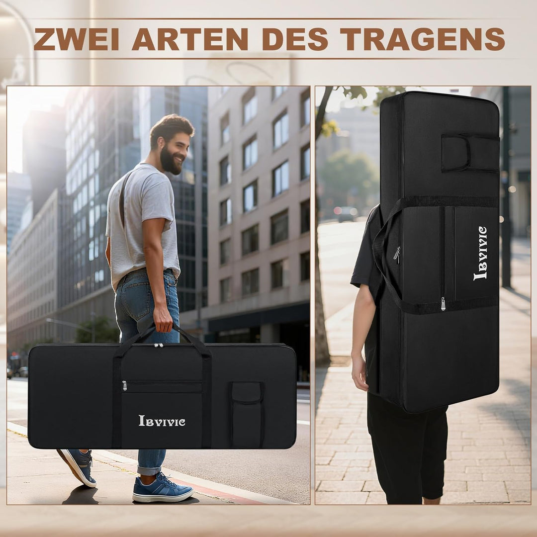 61 Key Keyboard Tasche, Robuste 600D Oxford Keyboardtasche 61 Tasten mit 10 mm Polsterung, Keyboard-