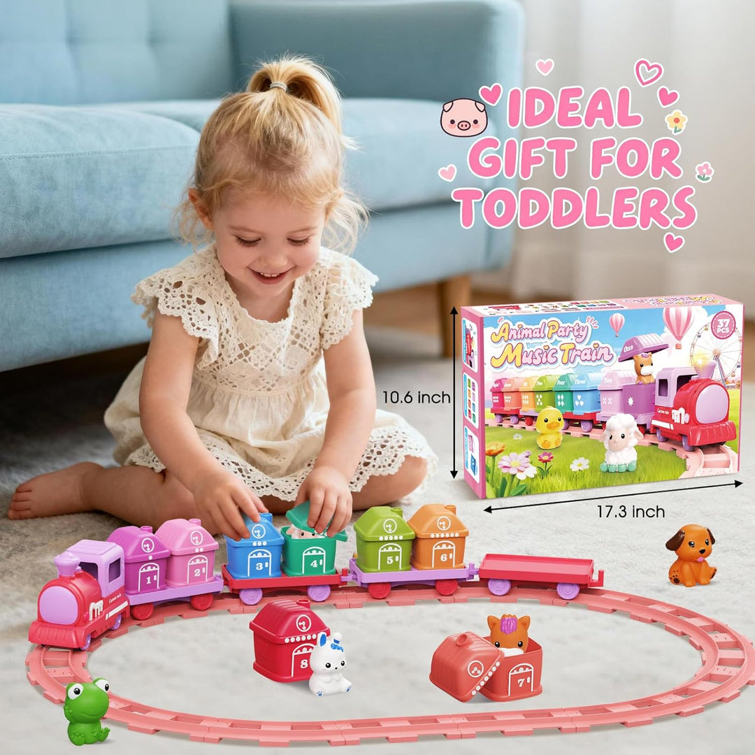 Eisenbahn-Set in Rosa für Kleinkinder – Lernspielzeug ab 1 Jahr (ideal für 1-3 Jährige Mädchen), Sch