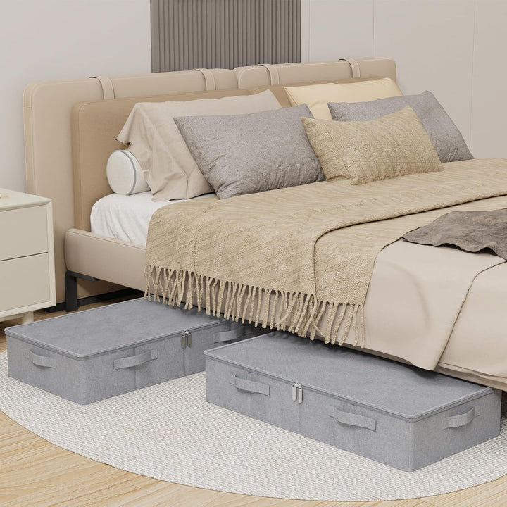 Unterbett Aufbewahrungsboxen, Klappbox mit Griffen, Unterbettbox kleideraufbewahrung mit Reissversch