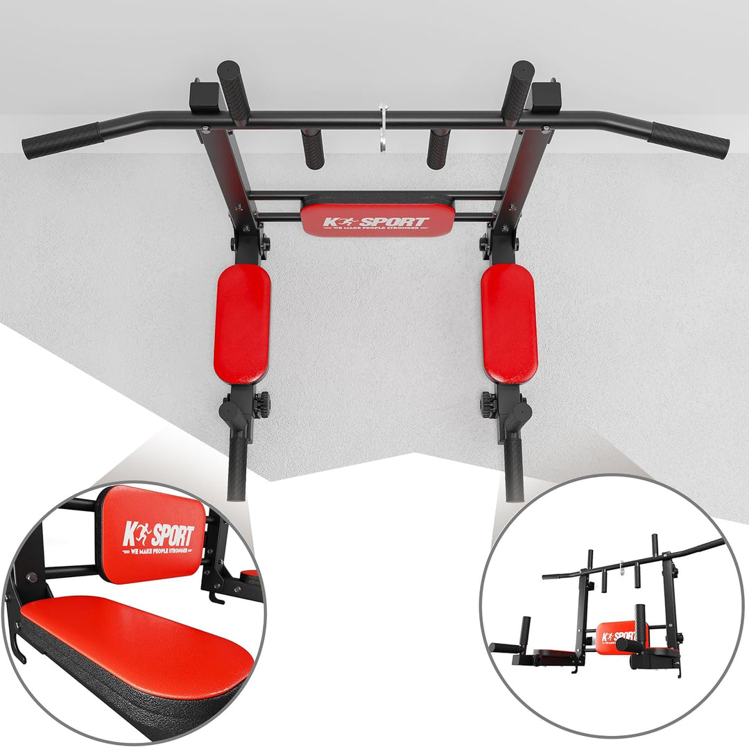 K-Sport: Klimmzugstange + Dip Station zur Wandmontage bis 200kg belastbar I Kraftstation mit PullUp