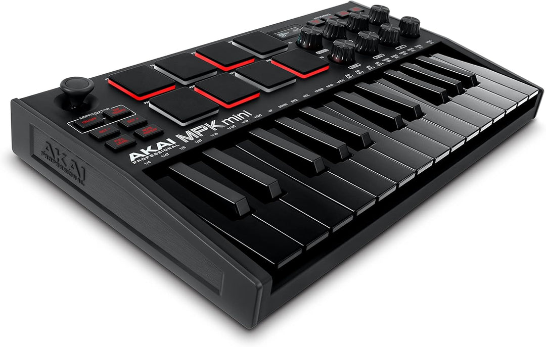 AKAI Professional MPK Mini MK3 – 25-Tasten USB MIDI Keyboard Controller, 8 hintergrundbeleuchtete Dr