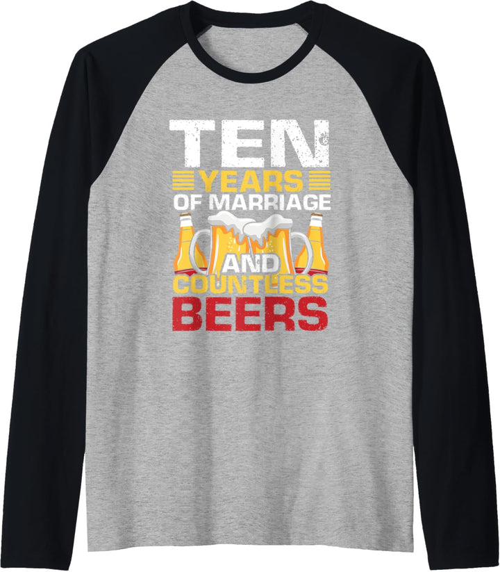 10th Wedding Anniversary Gifts for Him Her Husband Couples Raglan