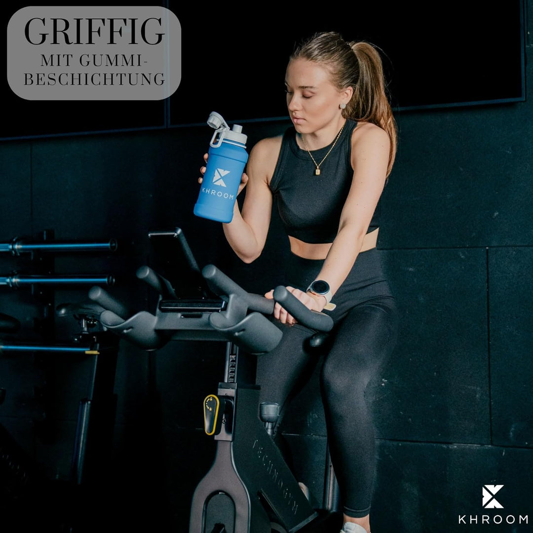 Khroom Edelstahl Trinkflasche 1,3L & 2,2L – Kohlensäure geeignet, auslaufsicher, spülmaschinenfest,