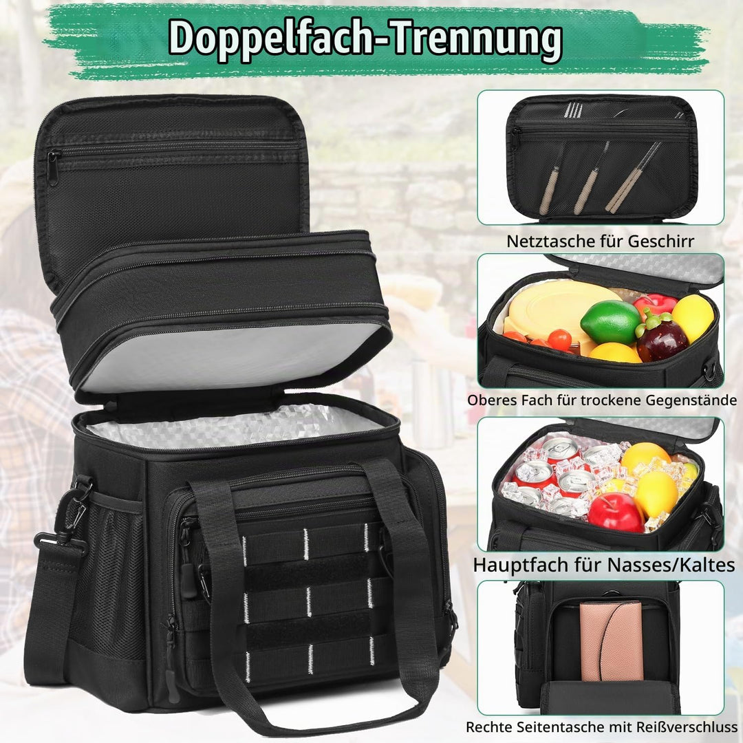 Kühltasche Picknicktasche erweiterbare Isoliertasche Lunchtasche Essen &amp; Getränk Thermotasche für Sc