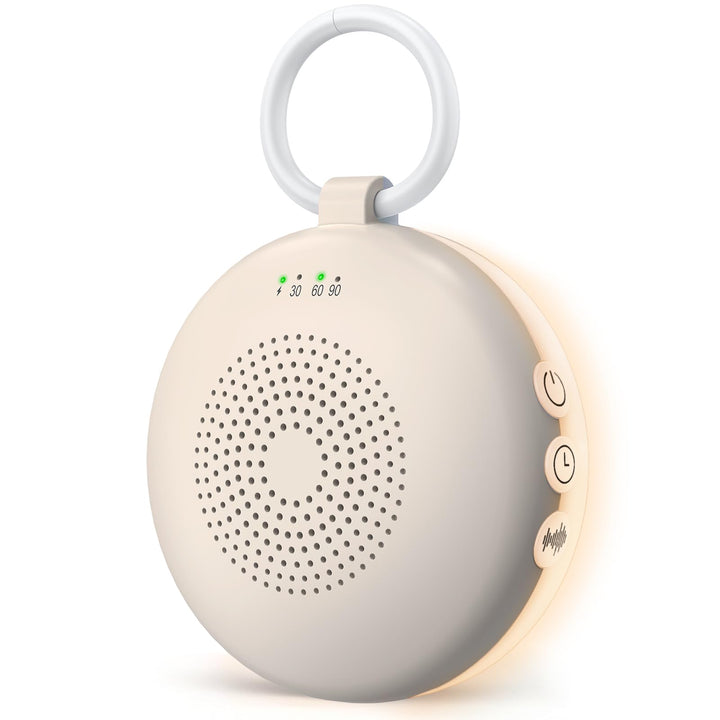 White Noise Machine Mini-Soundmaschine mit 12 Beruhigende Geräusche 3-Timer Memory-Funktion USB-C Wi