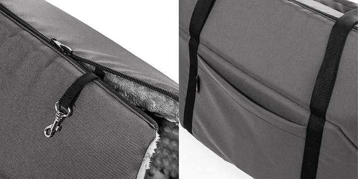 BOUTIQUE ZOO Hundetasche, Welpentasche - Grau/(Plüschstoff mit Noppen), S bis 5 kg - Tragetasche für