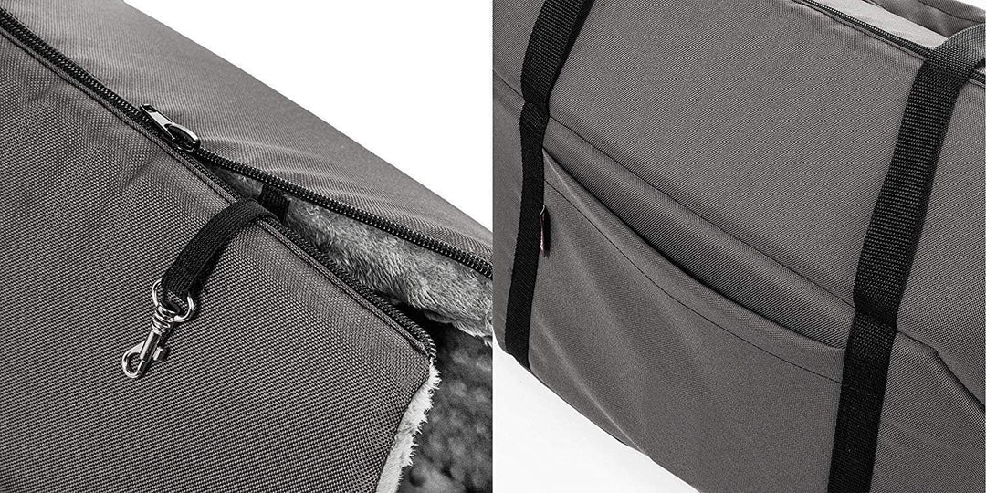 Hundetasche, Welpentasche - Grau/(Plüschstoff mit Noppen), XS bis 3 kg - Tragetasche für kleinen und