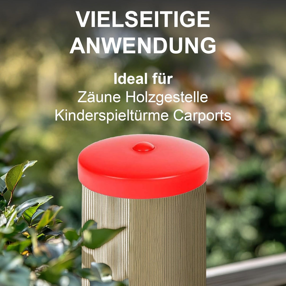 h2i Pfostenkappe | Kunststoff Rot | Ø 121 mm | 10 Stück | Runde Abdeckkappe für Garten Holzpfosten P
