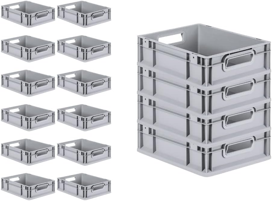 PROREGAL SuperSparSet 16x Eurobox NextGen Grip | HxBxT 12x30x40cm | 11 Liter | Griffe offen | Glatte