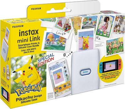 instax Mini LINK Special Edition Smartphone Printer with Pikachu Case Esche Weiss Pikachu Case Bundl