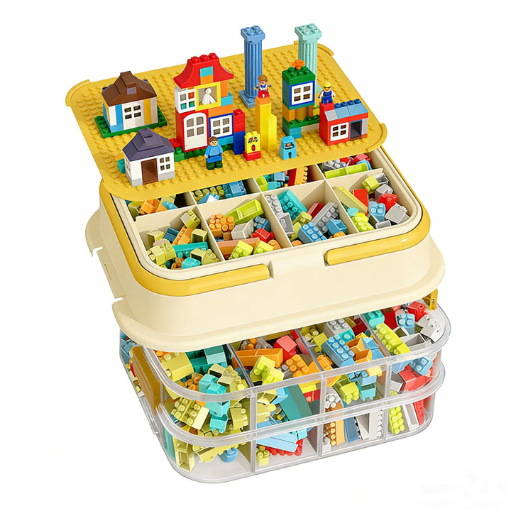 Asaiy Aufbewahrungsbox für Legosteine, Aufbewahrungsbox für Bausteine mit Abnehmbarem Tablett & Inte