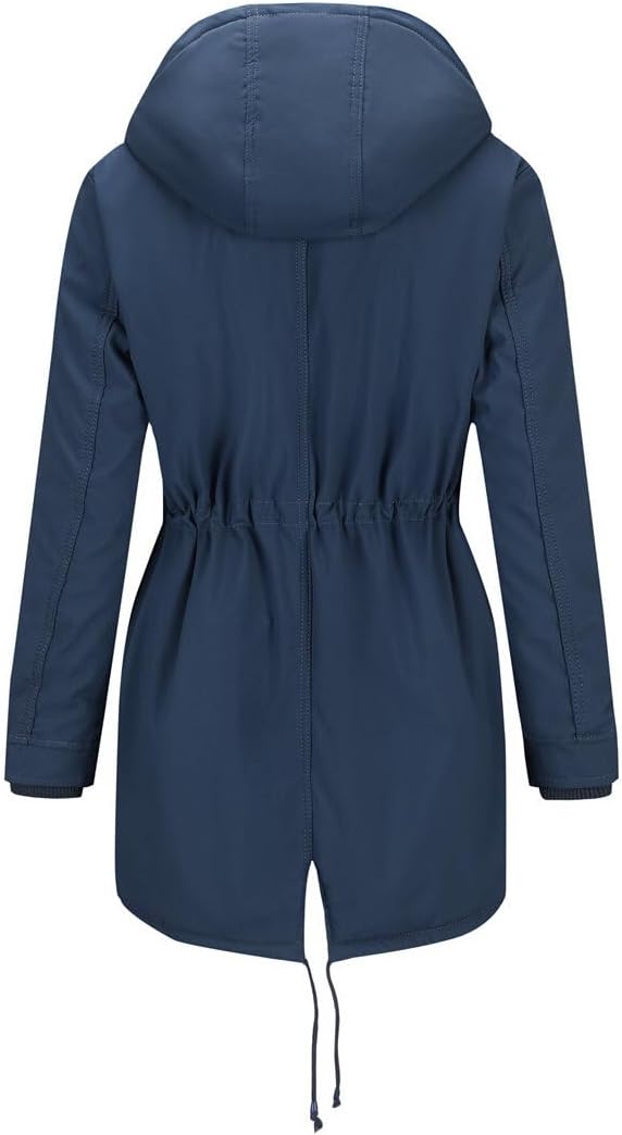 YYNUDA Wintermantel Damen Warm Gefüttert Winter Parka Mittellang Winterjacke Winterparka mit Fellkap