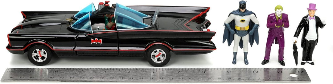 Jada Toys DC Batmobil 1966 Deluxe mit 4 Figuren - hochwertiges Modell-Set zur Batman Classic TV-Seri