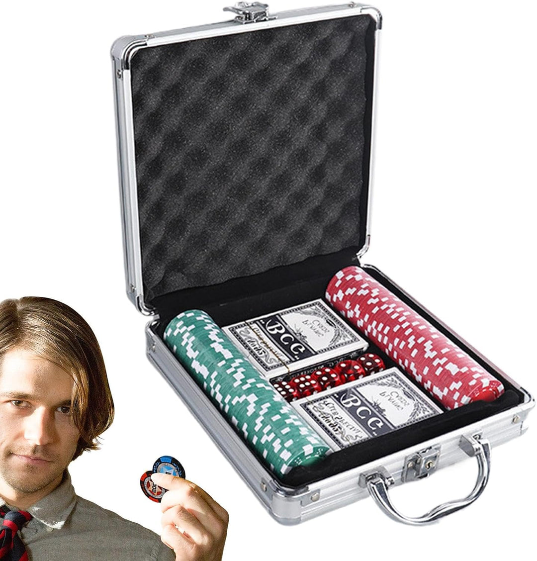 Pokerchips-Set Mit Etui | Blackjack-Poker-Chips-Set | Pokerset Für Kartenclubs, Hochwertiges Pokerch