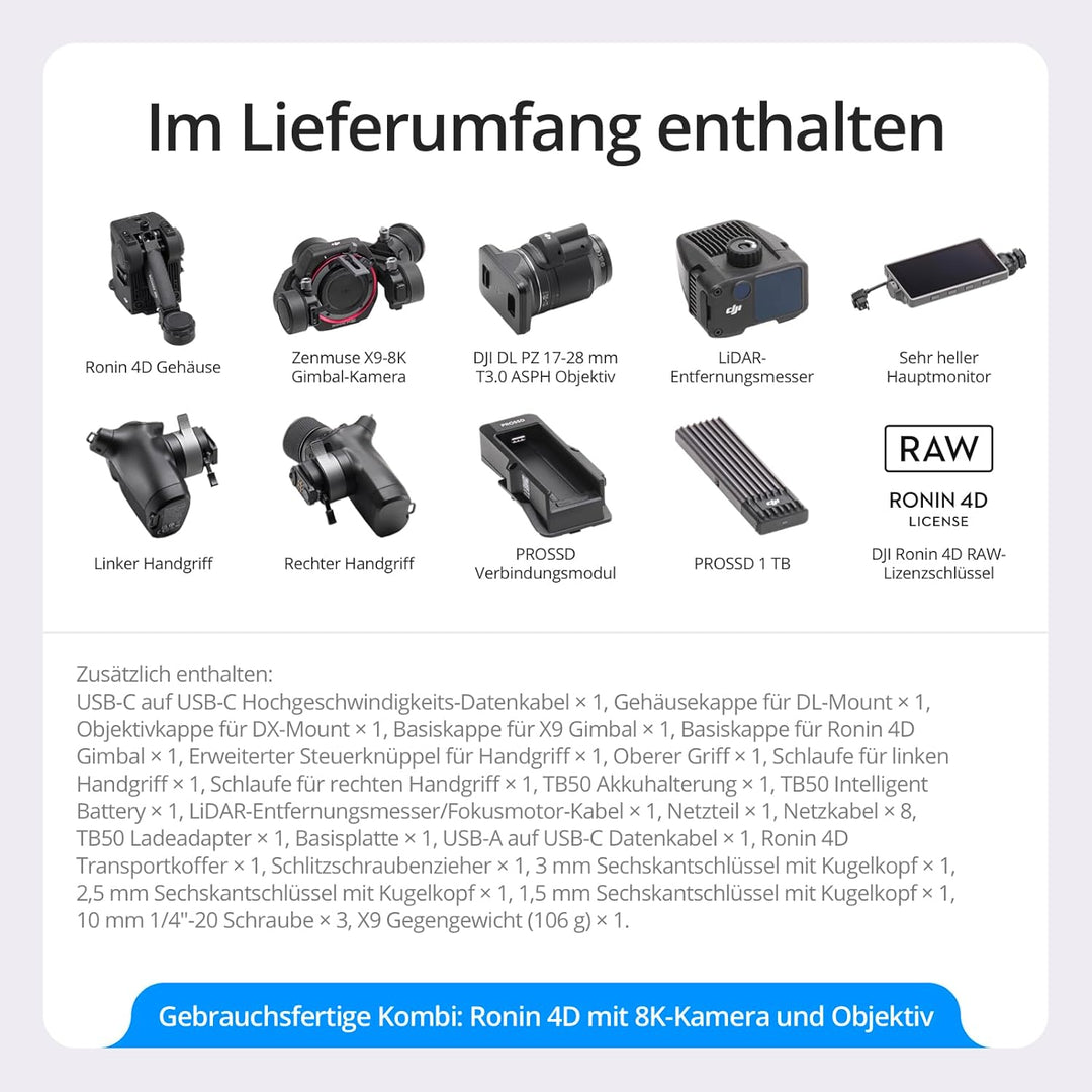 DJI Ronin 4D-8K Vollformat-Kinokamera mit 4-Achsen-Stabilisierung, 8K/75fps, LiDAR-Fokus und Funkübe