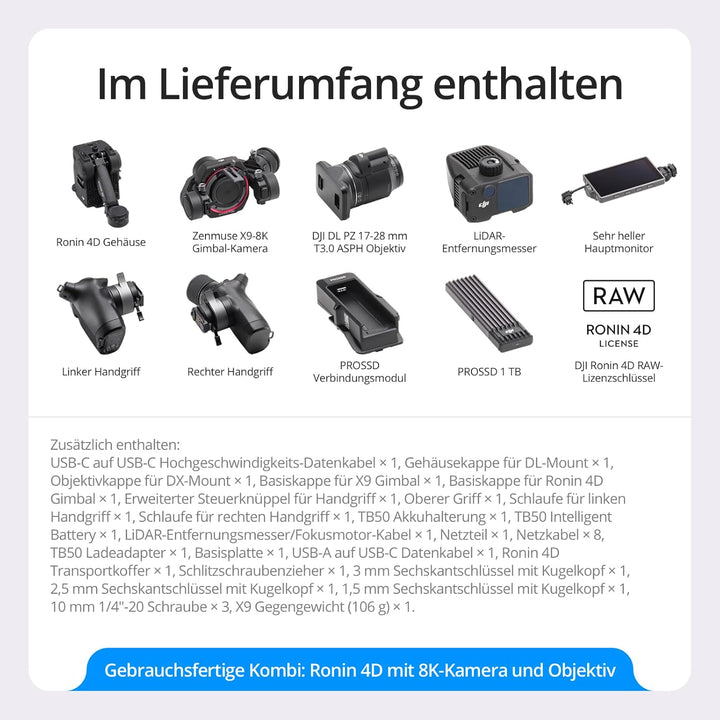 DJI Ronin 4D-8K Vollformat-Kinokamera mit 4-Achsen-Stabilisierung, 8K/75fps, LiDAR-Fokus und Funkübe