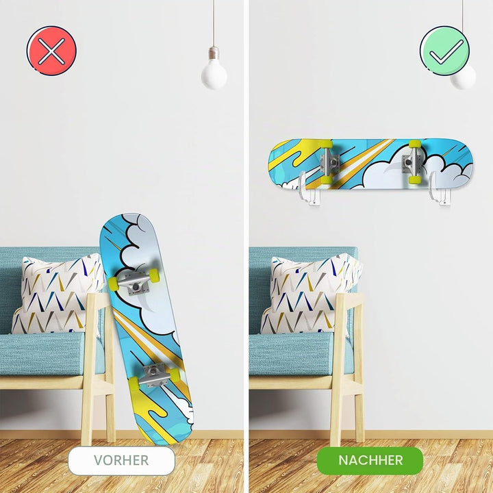BiJun Skateboard Wandhalterung, Acryl Skate Deck Wandhalterung, Skateboards Horizontale Aufhänger Di