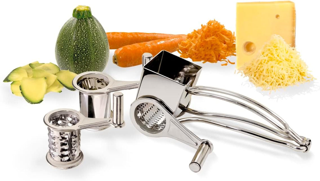 La Bonne Graine - Mühle zum Reiben von Käse und Rohkost mit 3 Trommeln aus Edelstahl - 3 Funktionen
