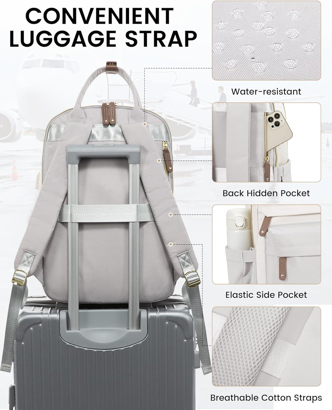 LOVEVOOK Laptop Rucksack Wasserdicht, Reiserucksack Arbeitstasche Damen Schulrucksack Mädchen Teenag