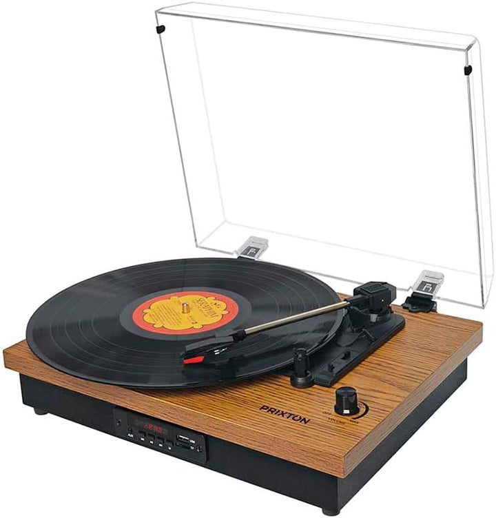 PRIXTON - Studio Vintage-Vinyl-Plattenspieler - Vinyl-Player & Konverter über Bluetooth, USB, SD, Ra