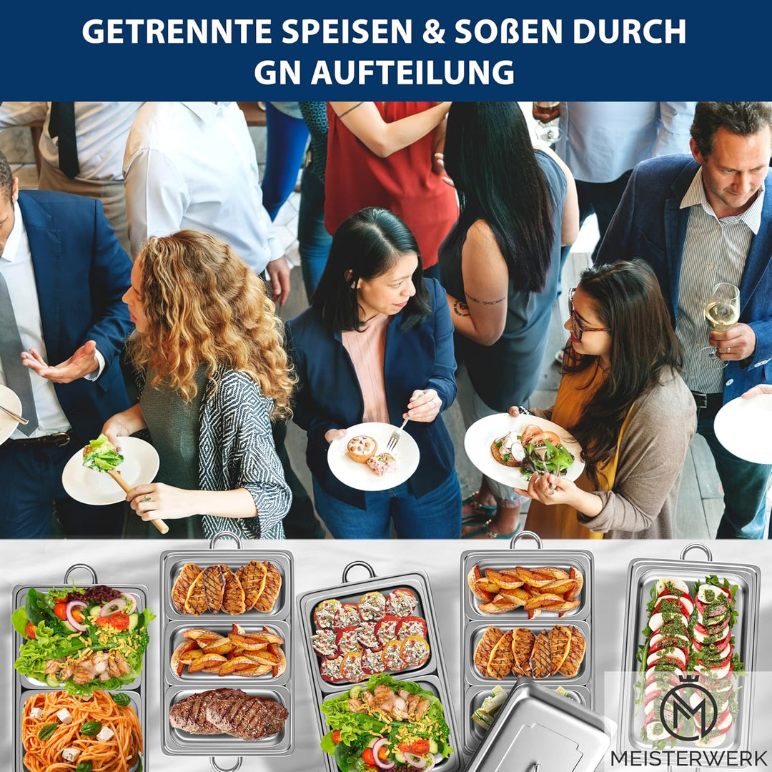 MEISTERWERK Warmhaltebehälter Essen (1er Set) - Erstklassiger 410 Edelstahl Chafing Dish - Warmhalte