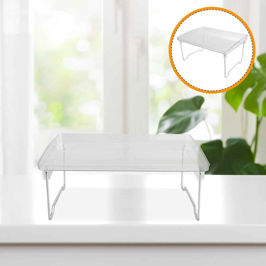 Healvian Faltbares Transparentes Kunststoff Schreibtisch Kleinigkeitenhalter mit Doppelter Ablage Pl