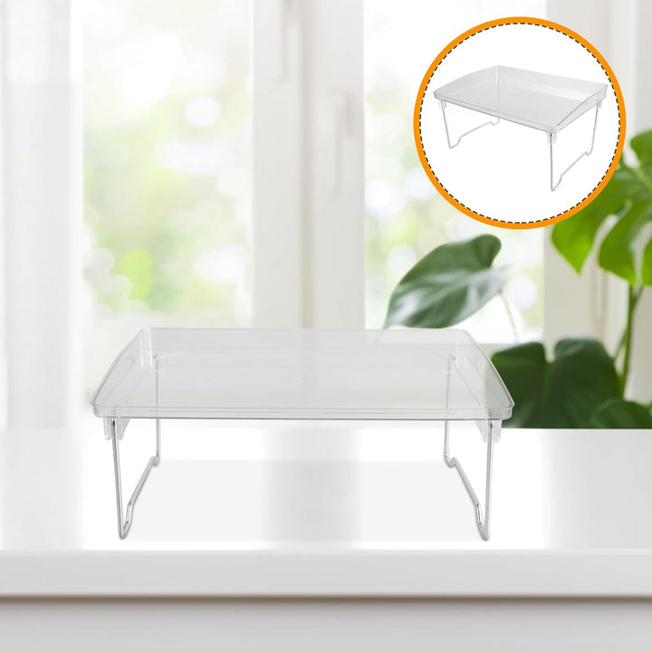 Healvian Faltbares Transparentes Kunststoff Schreibtisch Kleinigkeitenhalter mit Doppelter Ablage Pl