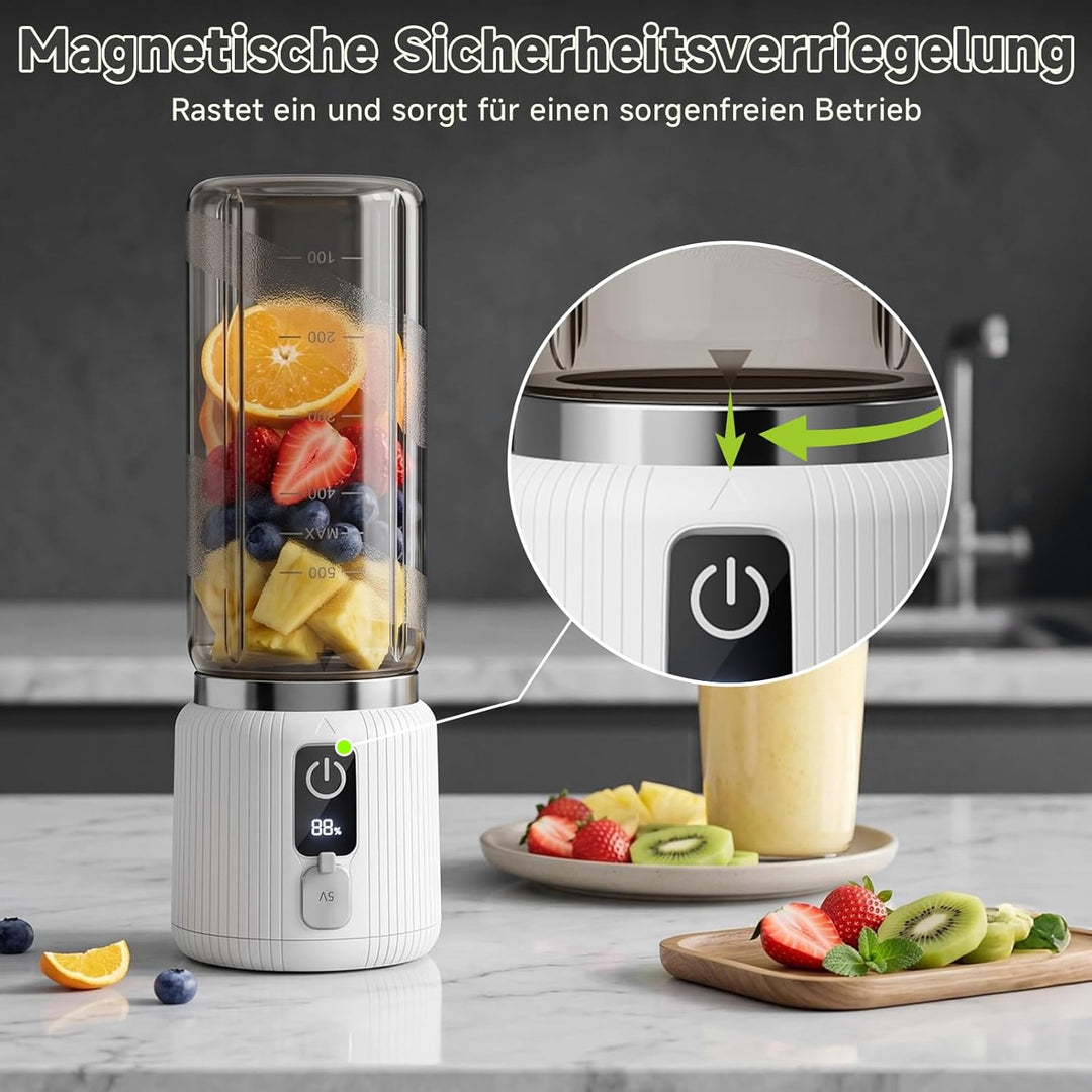 COKUNST Tragbarer Mixer, kleiner Smoothie & Shake Maker mit 8 Klingen, Mini Personal Blender mit LED