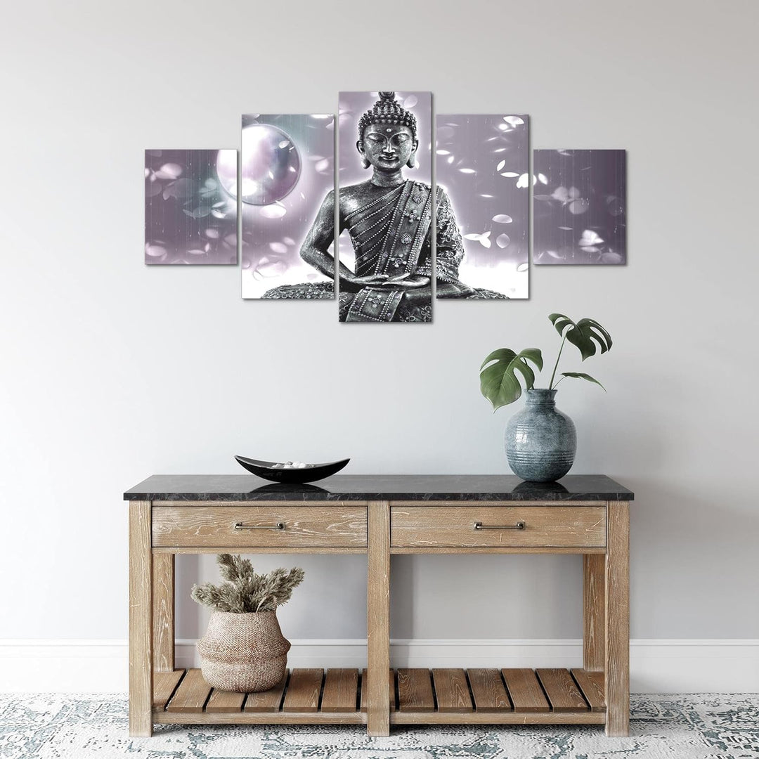 Runa Art Wandbilder Buddha Feng Shui 5 Teilig Bild auf Vlies Leinwand Deko Wohnzimmer Schlafzimmer Z