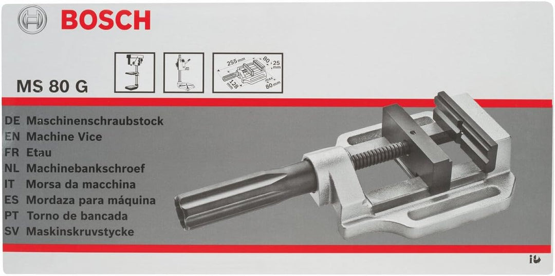Bosch Professional Zubehör 2608030056 Maschinenschraubstock MS 80 G 100 mm, 80 mm, 80 mm