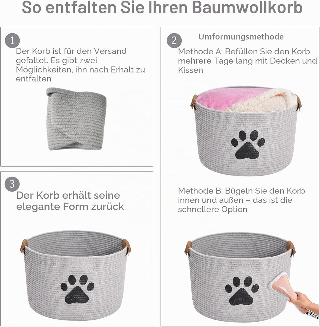 Morezi Hundespielzeug Aufbewahrungskorb，hunde spielzeugkorb,Aufbewahrungskorb aus Baumwollseil , ide