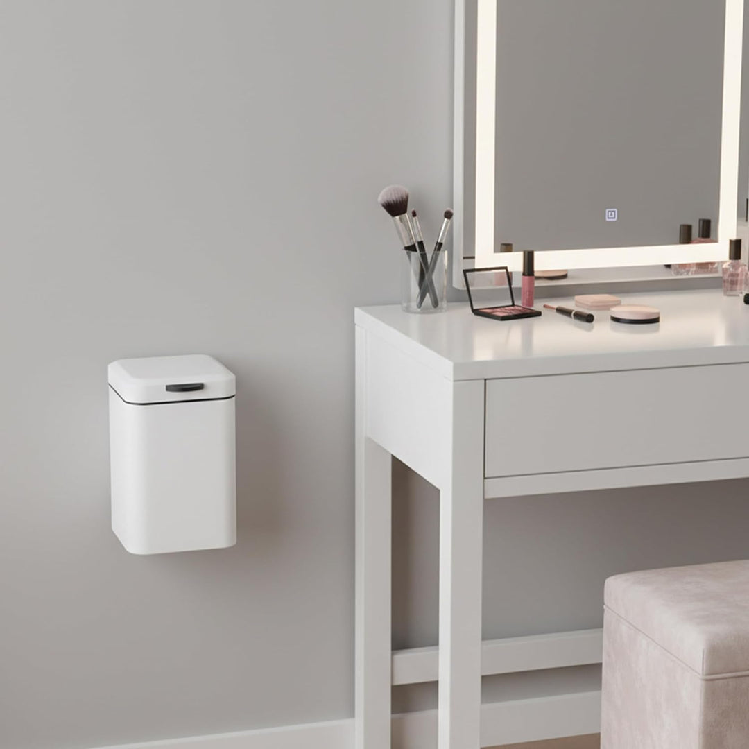Relaxdays Kosmetikeimer Wandmontage, 3 l, Absenkautomatik, entnehmbarer Inneneimer, Bad Mülleimer, E