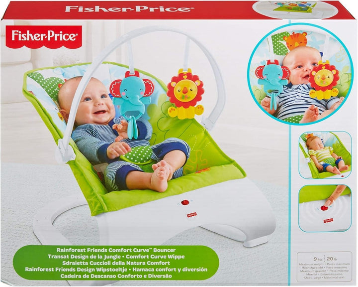 Fisher-Price CJJ79 Comfort Curve Wippe Babyschaukel und Sitz mit, ab nehmbarem Spielbügel inkl. Tier