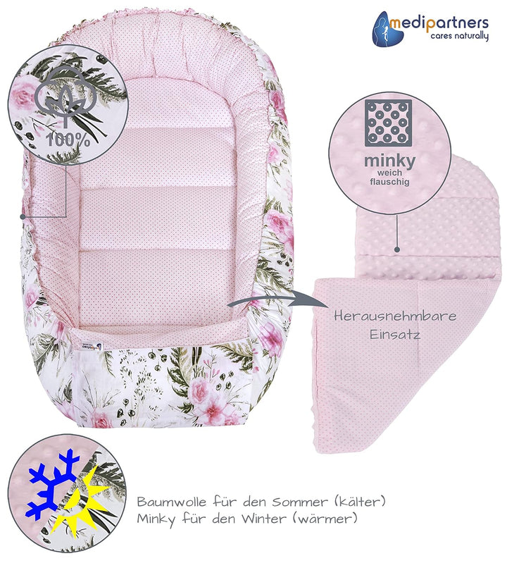 Medi Partners 5 teilig Babynestchen Set Babynest 100x60x15 herausnehmbarer Einsatz Bett Kuschelnest