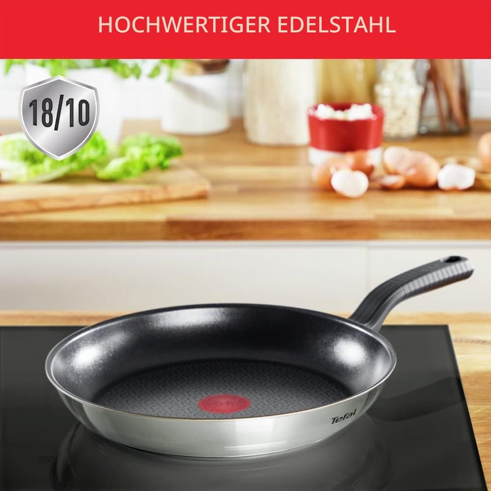 Tefal Comfort Max 26 cm Bratpfanne, Premium Edelstahl, Thermo-Spot Temperaturanzeige, Antihaftbeschi