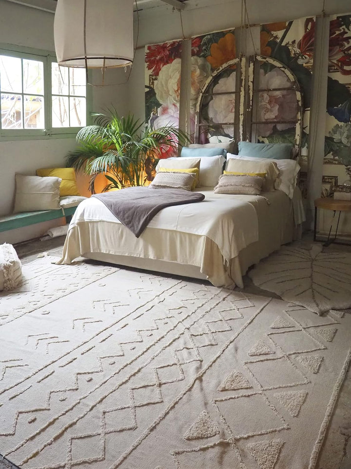 Lorena Canals Maschinenwaschbarer Teppich Monstera Natural 100% natürliche Baumwolle Base: recycelte