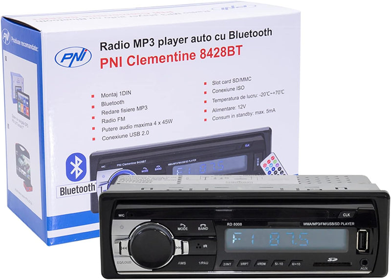 Bluetooth Autoradio, Digitaler Media Player PNI-8428BT, 4 x 45 W Car Audio FM Radio, Auto MP3 Player