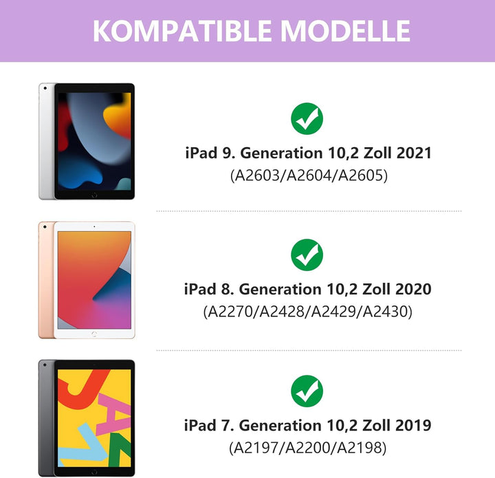 Tastatur Hülle für iPad 10.2 Zoll,für iPad 9/8/7 Generation Hülle,360° Touchpad Flip Hartschale Slim