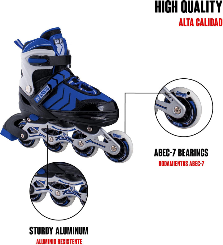 Calma Dragon Inline-Skates, grössenverstellbar, Profi-Skates für Erwachsene und Kinder, 4 Rollen, Sc