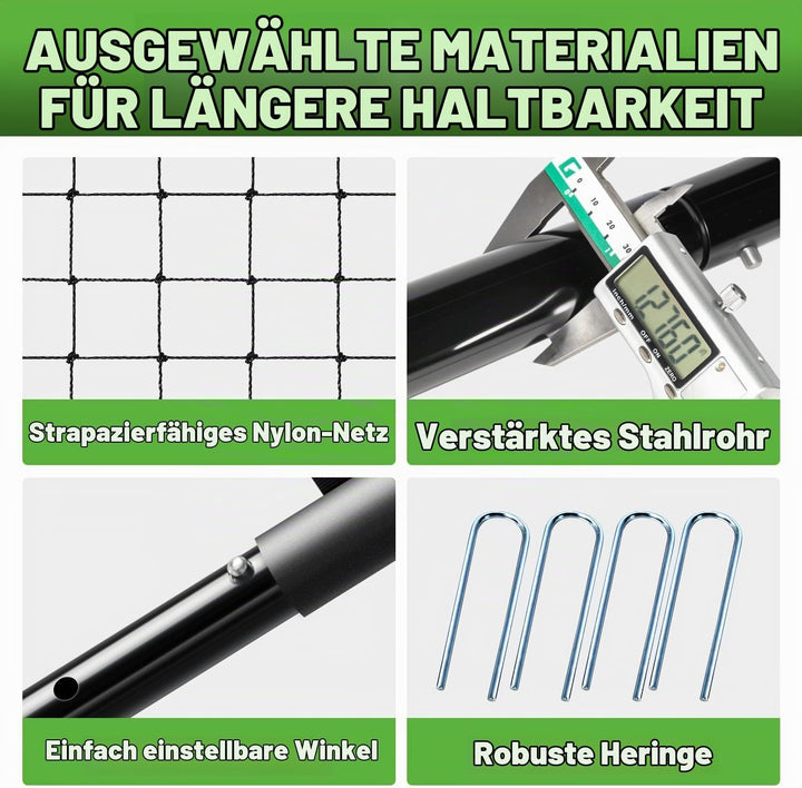 Rebounder für Fussball, 6-Fach verstellbares Rebounder-Netz mit Schutzrand &amp; Heringen, Soccer-Traini