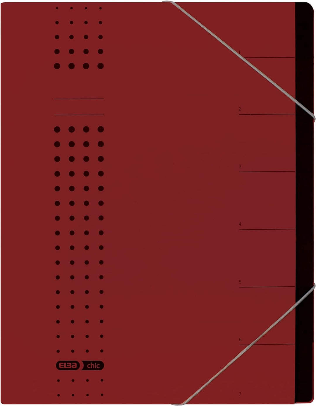 Elba Ordnungsmappe chic A4 aus Karton, 7 Fächer, bordeaux, 5 Stück, bordeaux