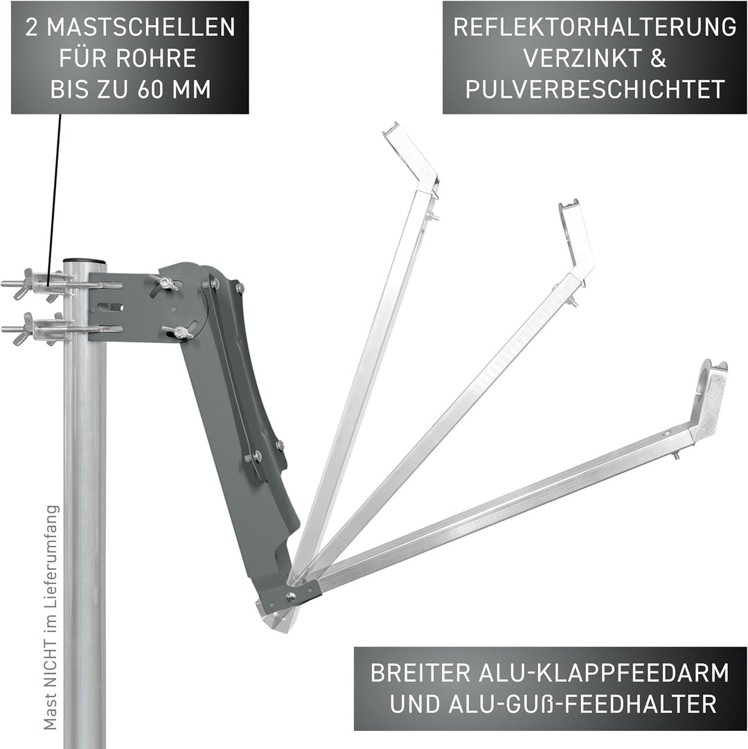 GALLUN 80cm De-Luxe ALU Parabolantenne anthrazit Alu Deluxe anthrazit, Alu Deluxe anthrazit