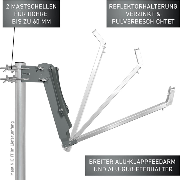 GALLUN 80cm De-Luxe ALU Parabolantenne anthrazit Alu Deluxe anthrazit, Alu Deluxe anthrazit