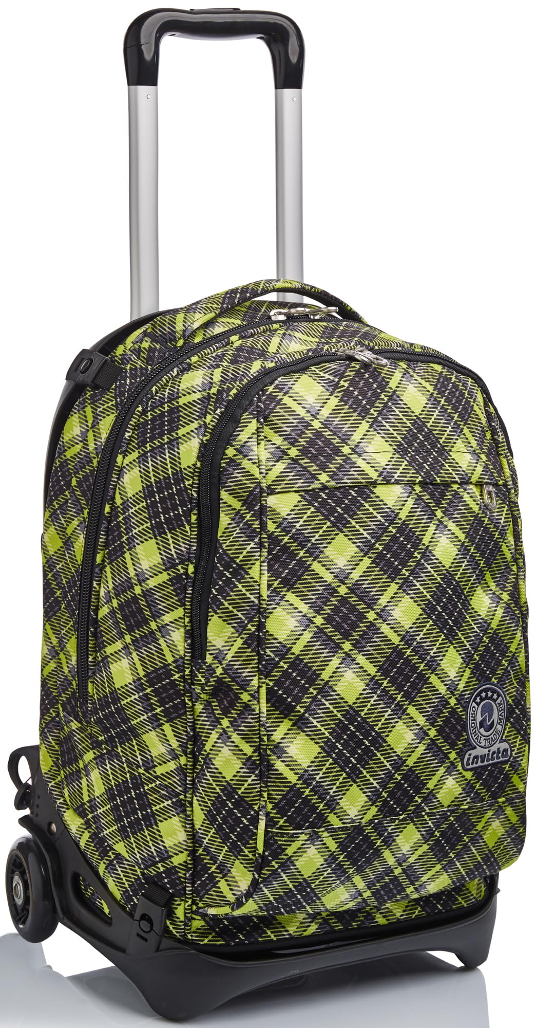 TROLLEY NEW TECH INVICTA TARTAN Rucksack mit Trolleyfunktion, 3 in 1, Schulranzen mit Rollen, Abnehm