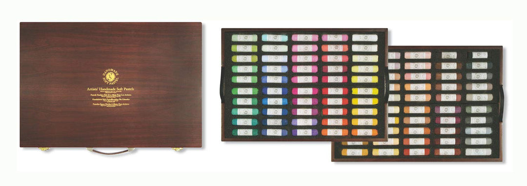 Honsell 4400360 - Gallery Artists' Handmade Soft Pastelle 100er Set Holzkoffer, handgerollte Pastell