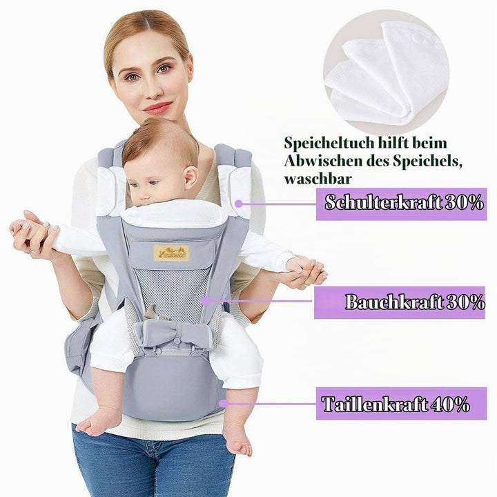 Viedouce Babytrage Ergonomische mit Hüftsitz/Reine Baumwolle Leicht und atmungsaktiv/Multiposition:D