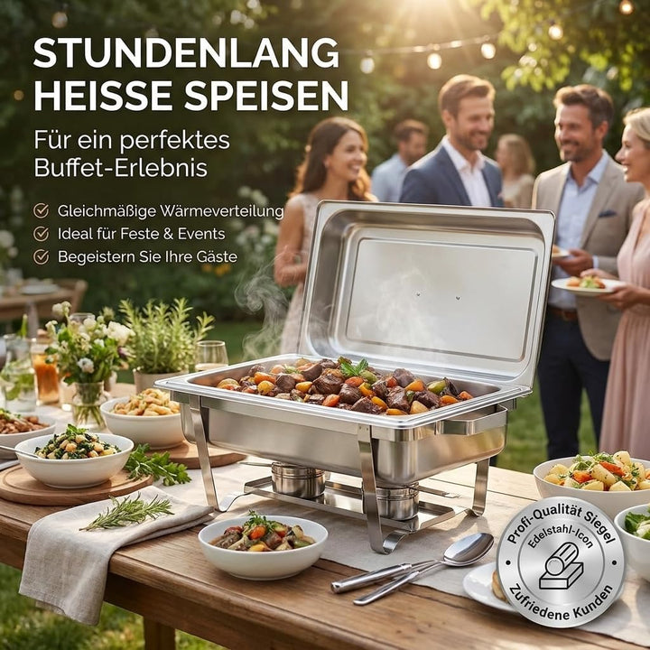 Speisewärmer Chafing-Dish 1X 1/1 GN 65 mm aus Edelstahl Warmhaltebehälter Essen Wärmebehälter für Sp