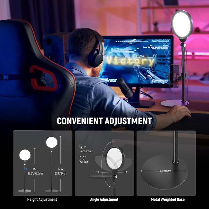 NEEWER Basics 2er 7" Tisch Ringlicht für Video Aufnehmen Dimmbare 10W Vollbild Video Key Light mit S